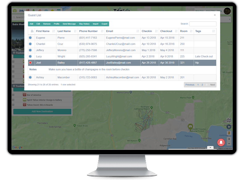 TripSee's Guest Managment System and Timeline